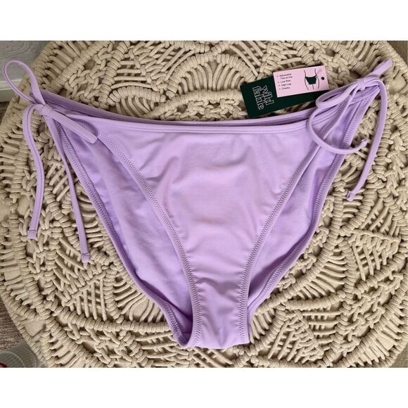 Wild Fable Purple Lavender Low Rise High Cut Cheeky Swim Bikini Bottoms Large - Picture 3 of 5